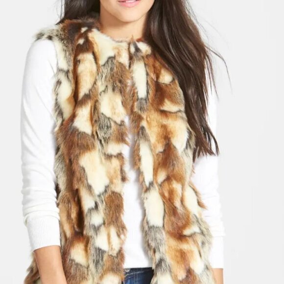 Sam Edelman Faux Fur Vest Jacket Size XS Clasp Closure - Picture 1 of 8